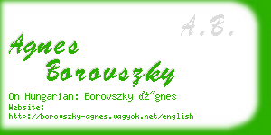 agnes borovszky business card